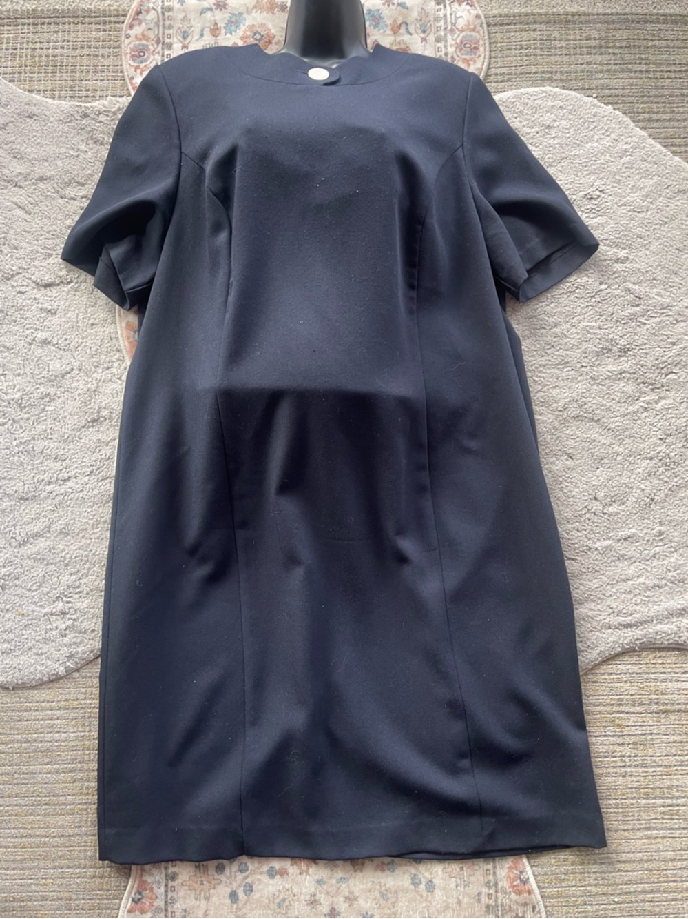 Givenchy Vintage Navy Short-Sleeve Midi Shift Dress